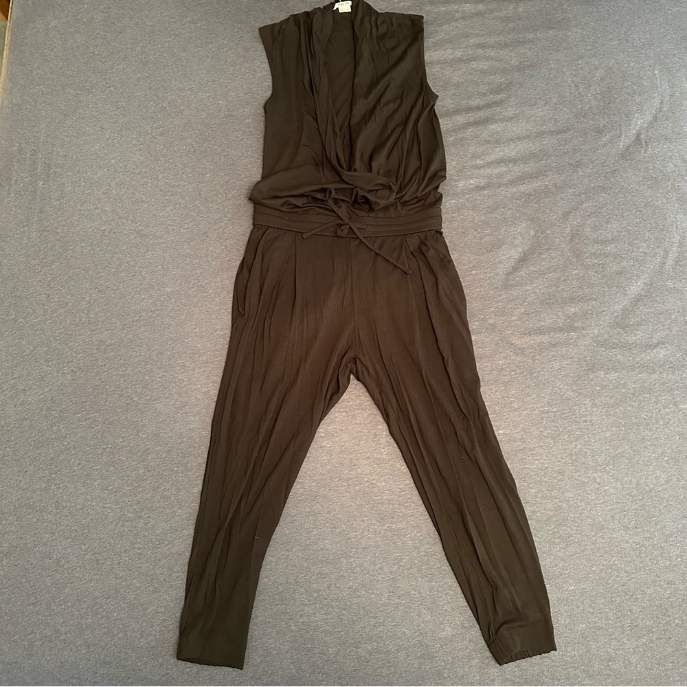 Helmut Lang Black Jersey Romper Jumpsuit Sleeveless Lounge Size P